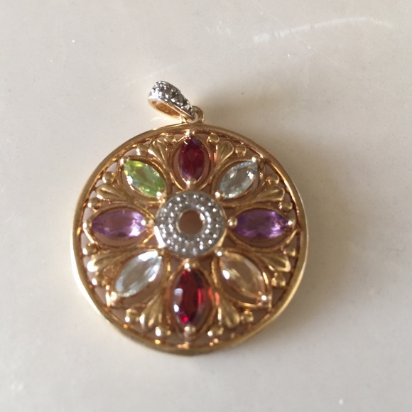 18 KT Multi Gemstone Pendant - Picture 1 of 4