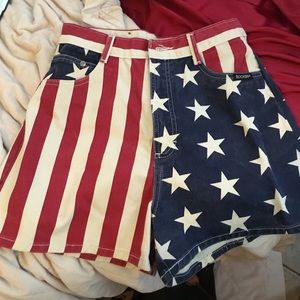 High waisted American flag shorts