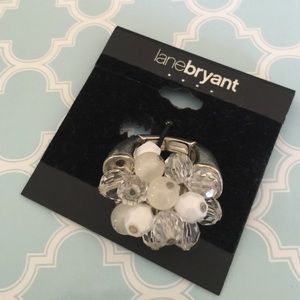 White and Crystal Bead Accented Pinky Ring