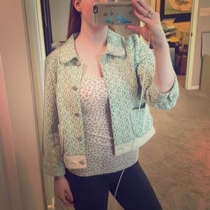 Green lace jacket from Anthropologie