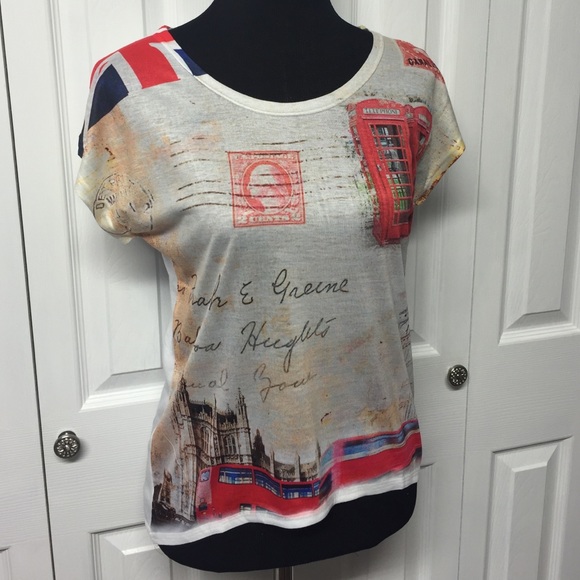 💥SALE💥 🆕 British Print Hi-Low Tee - Picture 2 of 3