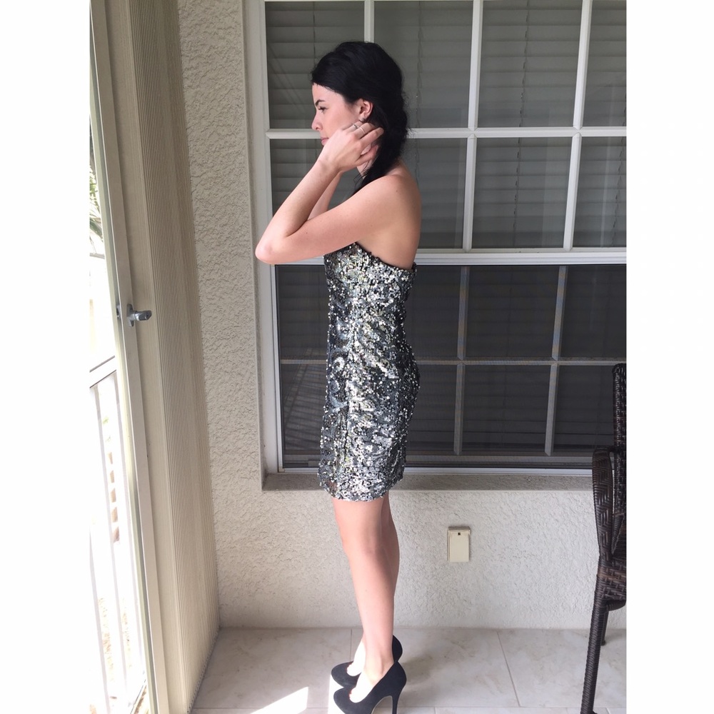 Bebe Sparkly Sequin Strapless Dress - Picture 2 of 6