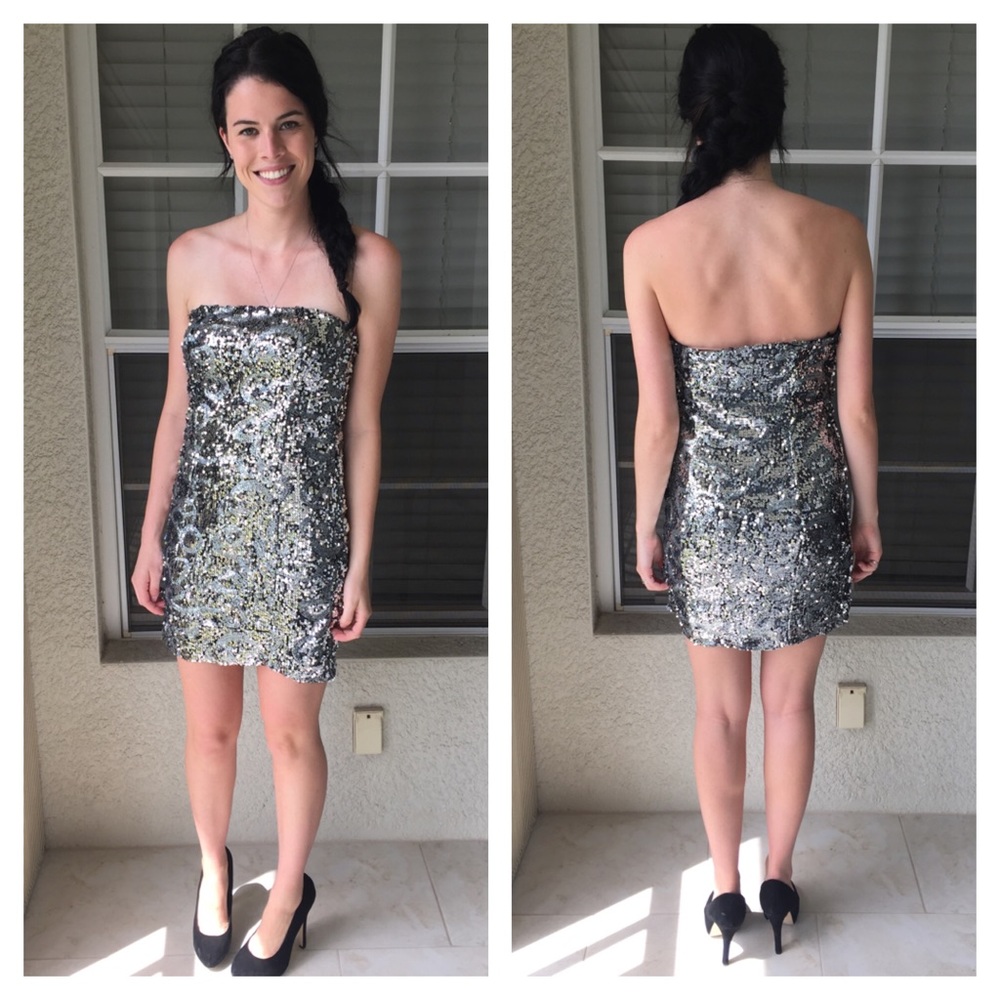 Bebe Sparkly Sequin Strapless Dress - Picture 6 of 6
