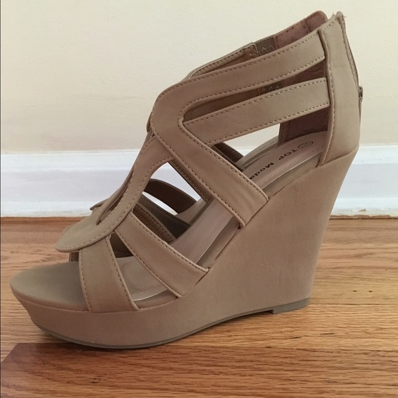 Tan wedge heels