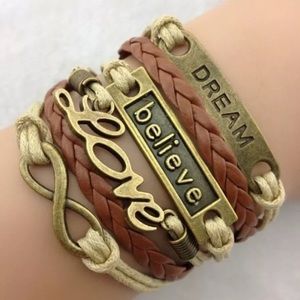 New fashion Leather infinity charm bracelet