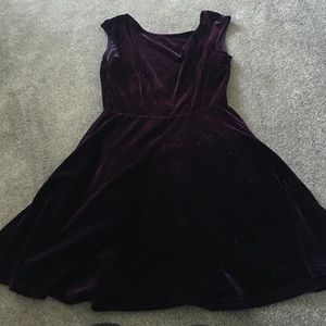 Purple velvet skater skirt dress