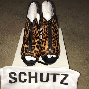 Schutz Mires Open Toe Bootie.