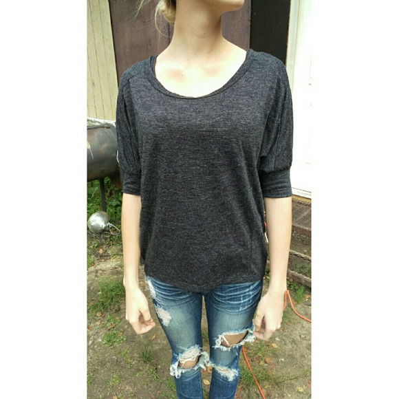 Dark Grey top with buttons down the back