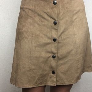 Suede Brown Button Down Skirt Kendall & Kylie