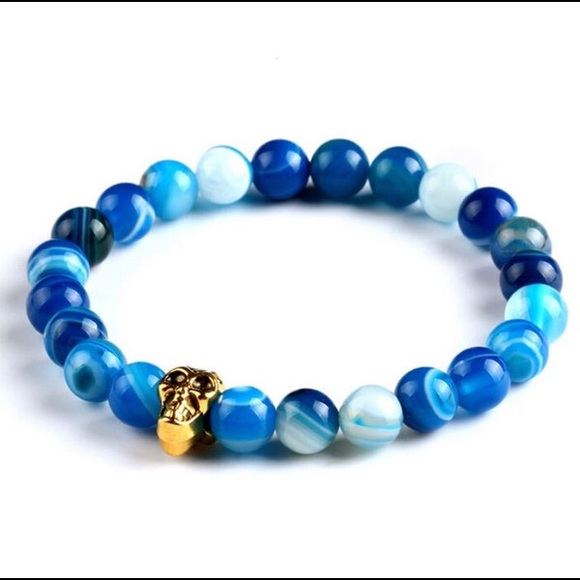 New! Women & Men's Stone Skull Bracelet.