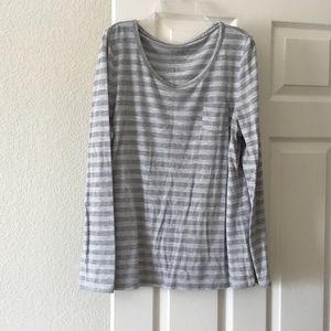 Gray and light gray striped shirt