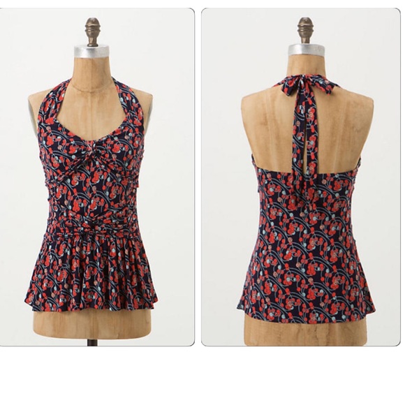 Anthropologie RicRac Knotted Cherry Halter