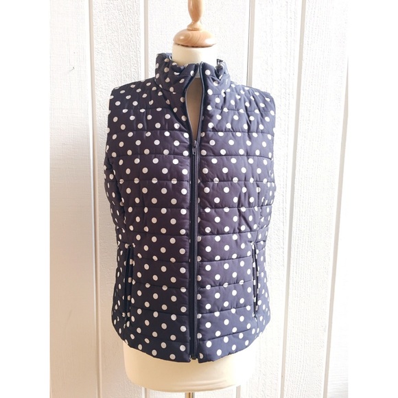 LOFT Gray Polka Dot Puffer Vest