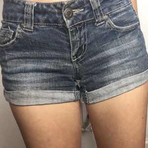 Medium Wash Jean Shorts with Folded Bottoms
