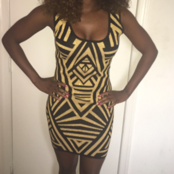 Shimmery Black and Gold bodycon mini dress