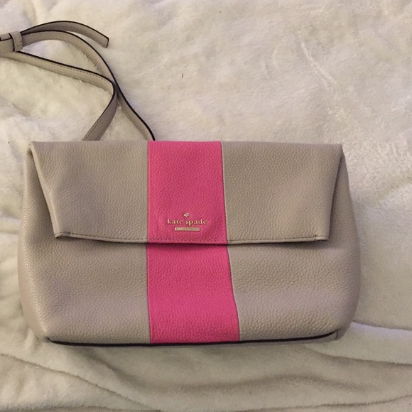 Kate Spade pink and tan leather crossbody purse