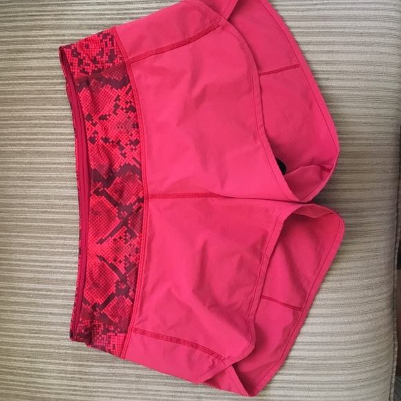 Red only Lululemon shorts. 6