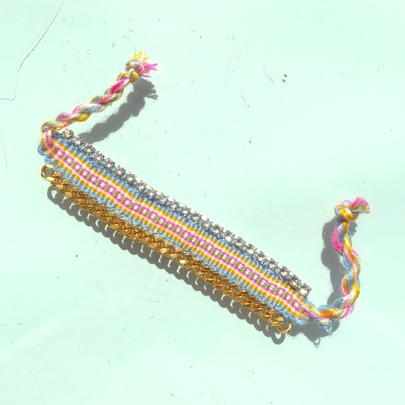 Guatemalan woven band with Swarovski and chain - Picture 1 of 1