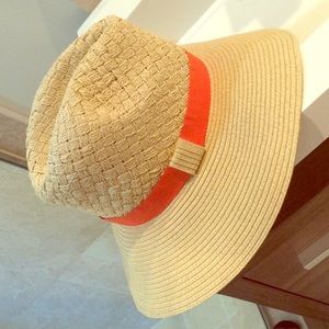Saks Fifth Avenue Hat with Orange ribbon
