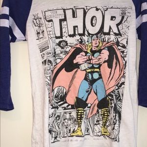 Blue & White Graphic Marvel Thor Shirt