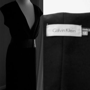 Calvin Klein Belted Black Zipper Dress