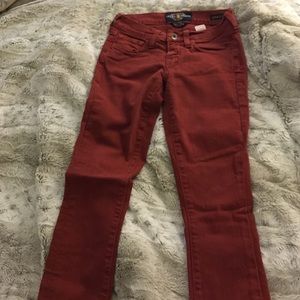 Auburn colored skinny jeans