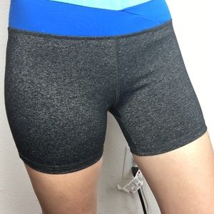 Gray and Blue Stretchy Workout Shorts F21