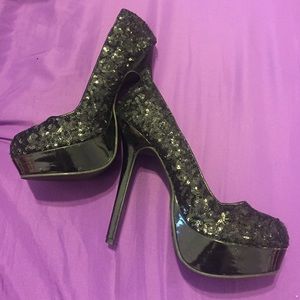 Black sequin heels
