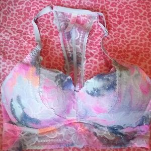 PINK tropical lace push-up bralette