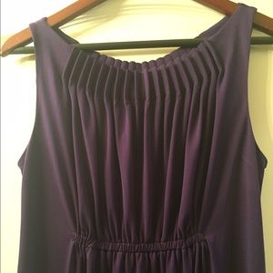 Pleated front purple casual dress