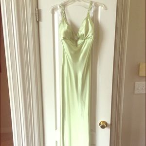 Roberta light green spaghetti strap formal dress