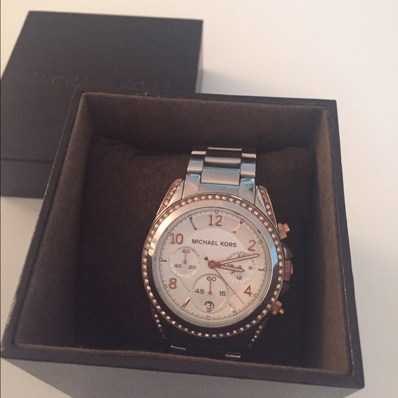 Michael Kors silver and rose gold watch