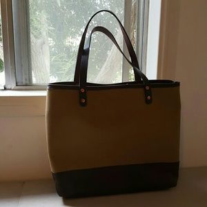 Beige Canvas and Leather Tote
