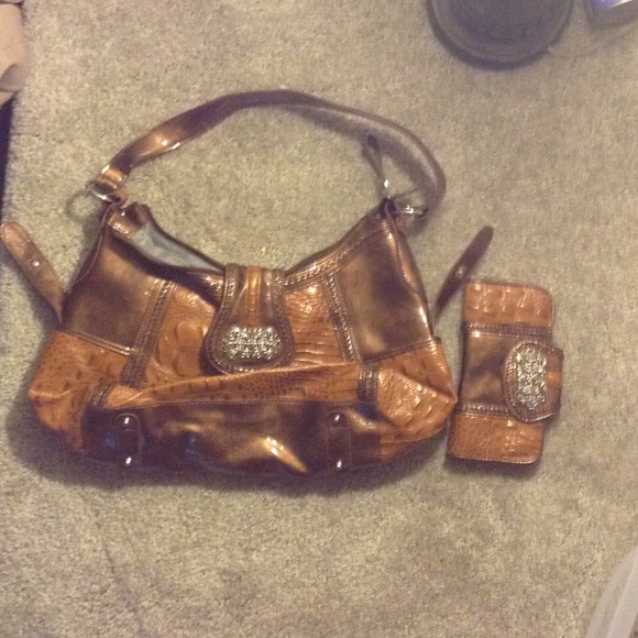 Multi brown bag & wallet set