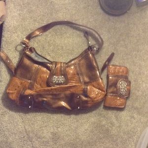 Multi brown bag & wallet set