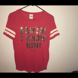 PINK Victoria's Secret red sparkly shirt