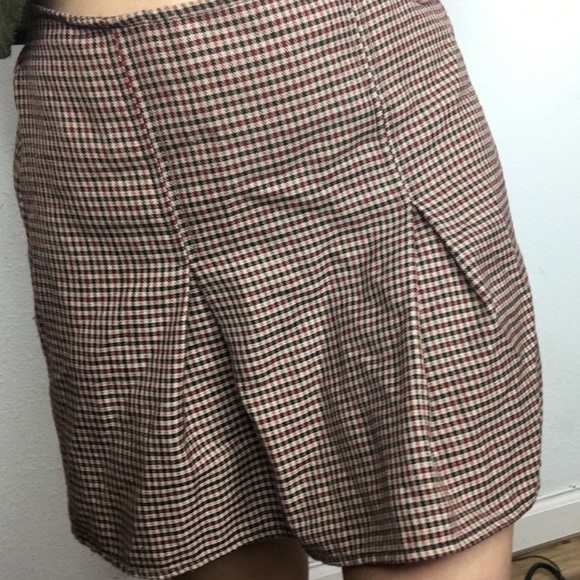 Red & Tan Plaid High Waisted Skirt Brandy Melville
