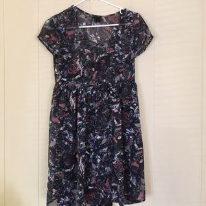 Dark hued floral sheer dress
