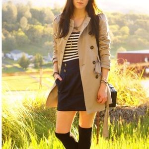 Beige Double Breasted Trench Coat