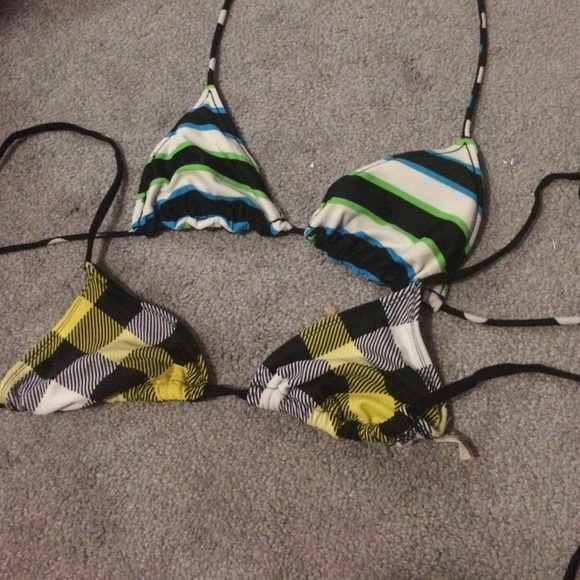Two bikini tops