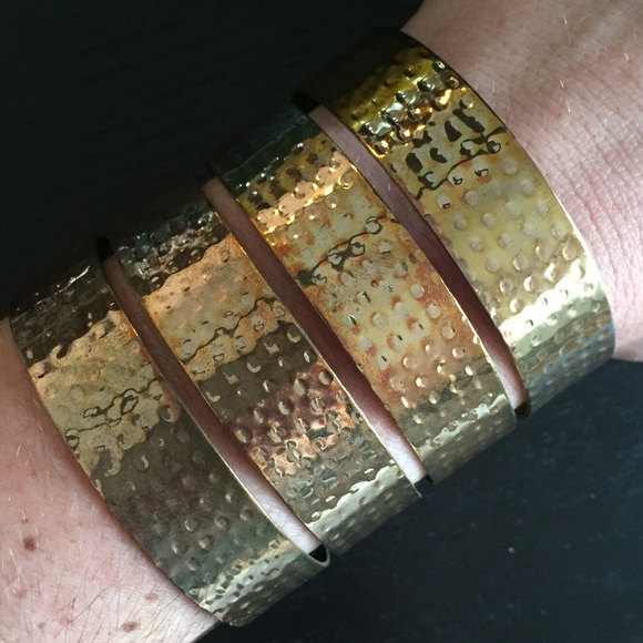 Hammered Metal Rustic Gold Cuff