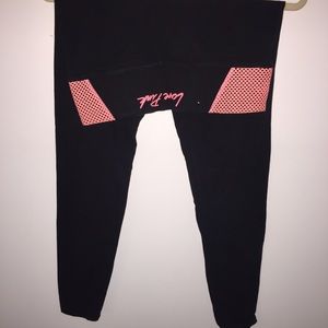 Victoria's Secret pink yoga pants with coral mesh