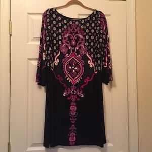 Black multi color dress. Knit. Very flattering!!