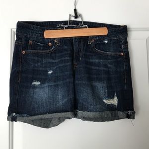 American Eagle ripped rolled hem denim shorts