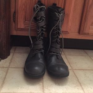 Gray Combat Boots
