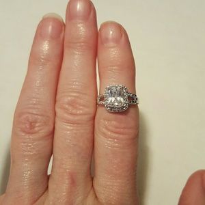 Silver plated Square Crystal Stone. Size 5