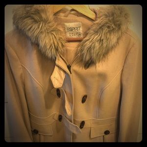 Camel color fur collar coat