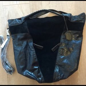 BCBGMAXAZRIA suede and leather handbag