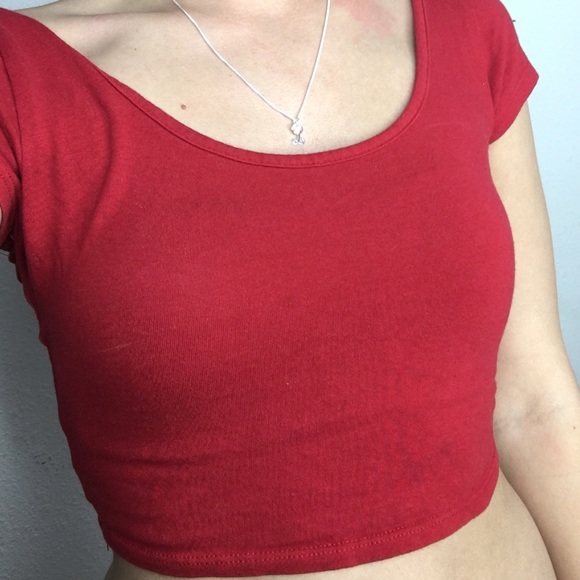 Red Scoop Back & Neck Crop Top