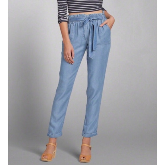 tie waist denim pants